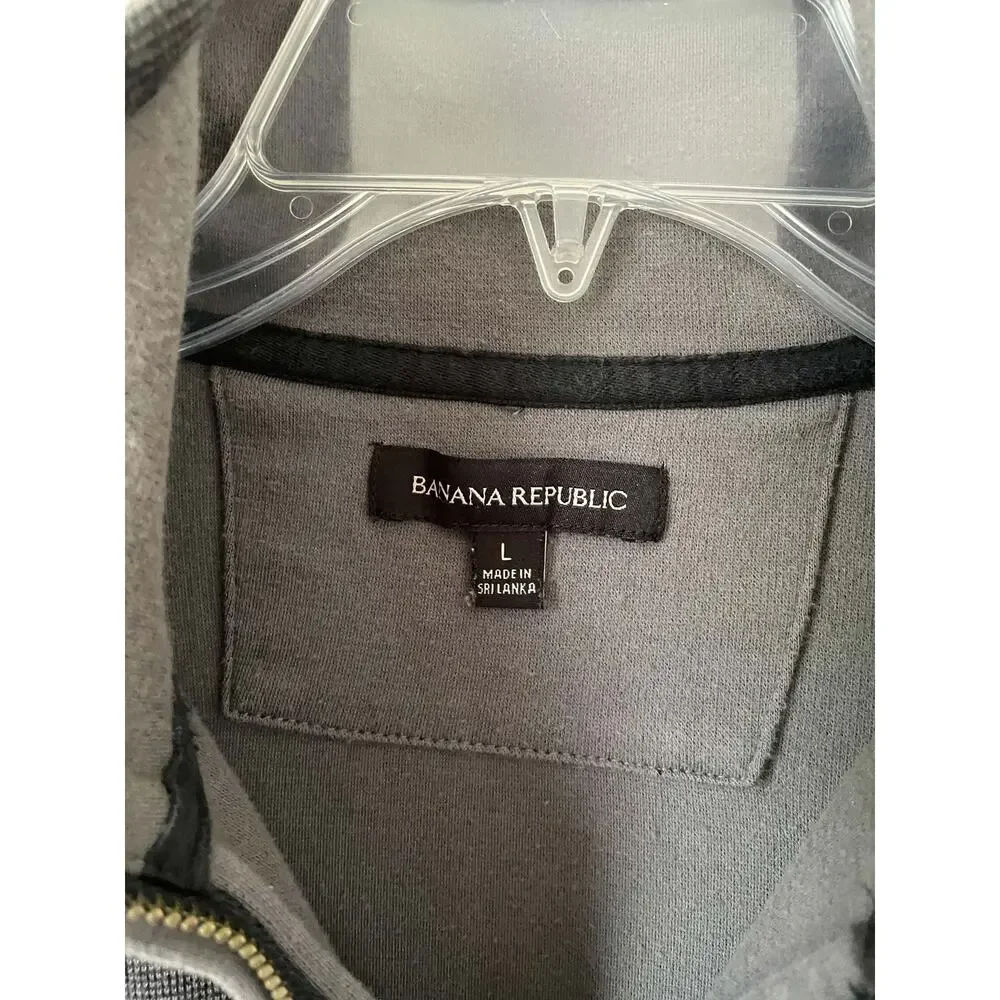 Banana Republic Cotton Quarter Zip Sweater Gray Size Large